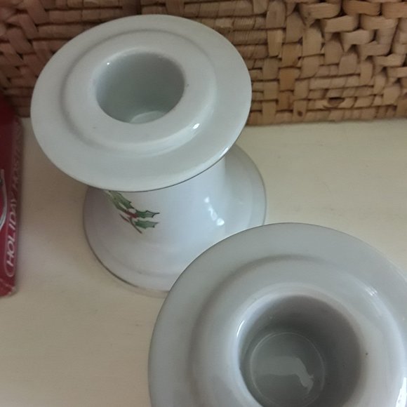 Vintage SHIBATA Fine Porcelain Christmas Candle Sticks - Picture 5 of 6